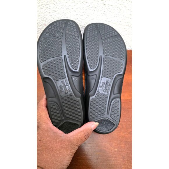 Firm Comfort Women Black Leather Slide Sandals Adjustable Straps Size 39 /8.5 US - Picture 6 of 7